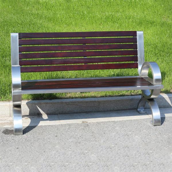 Stainless Outdoor Metal Bench 3 Seater Garden Bench Metal Wood