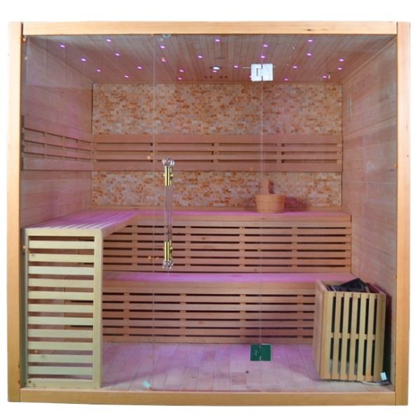 Solid Hemlock Steam Indoor Dry Sauna room For 4 Person