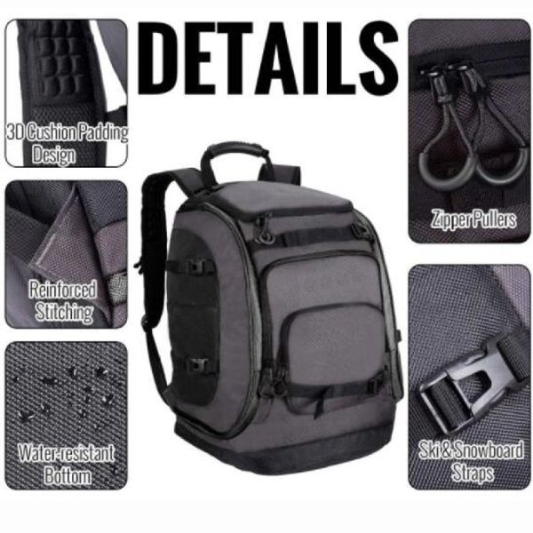 65l Waterproof Skiing Snowboarding Travel Luggage Backpack Ski Boot Bag Backpack