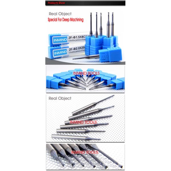 1mm - 4mm Long neck Square End Mill Cutter TiSiN Coating Copper Colour Grain Size 0.5um