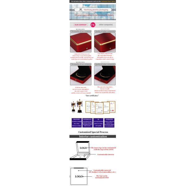 Luxury Red LED Light Up Caja de joyas, Cajas de embalaje de joyas tamaño personalizado