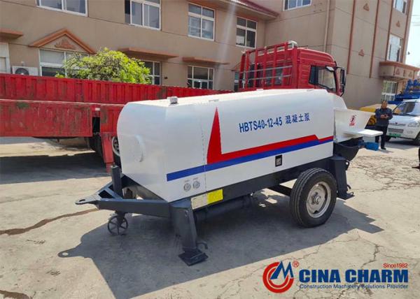 High Efficiency Trailer Mounted Concrete Pump 40 Cubic Meters For Long Distance Delivery