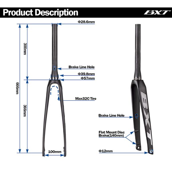 Full Carbon Fiber Road Bike Fork Aero Shaping Disc Brake Forks 700C
