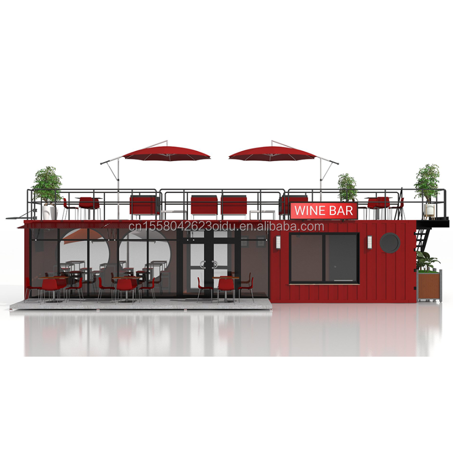 Galvanized Steel Square Tubes Container Houses 20ft Custom Flat Packaging Quick Installation Wooden Container Prefabricated House Garden Office