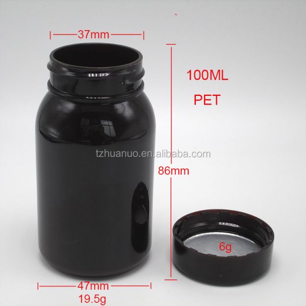 Industrial Medicine 100cc PET Pill Bottles for Food Grade Vitamin Supplements