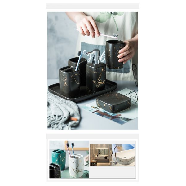 Custom Luxury Ceramics Bathroom Accessories , Marble Bathroom Sets For Home Hotel Gift