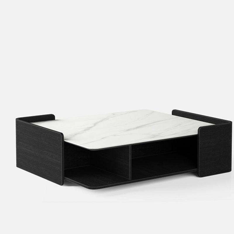 Edge Frame Office Coffee Table With Open Storage Cabinet