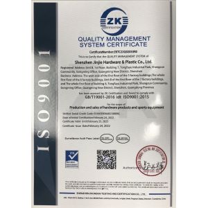 Shenzhen Jinjie Hardware Plastic Co., Ltd. Certifications