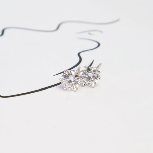 Wholesale 18K White Gold Plated 1CT Lab Diamond Stud Earring Fashion Jewelry for Weddings & Parties Rhodium Setting