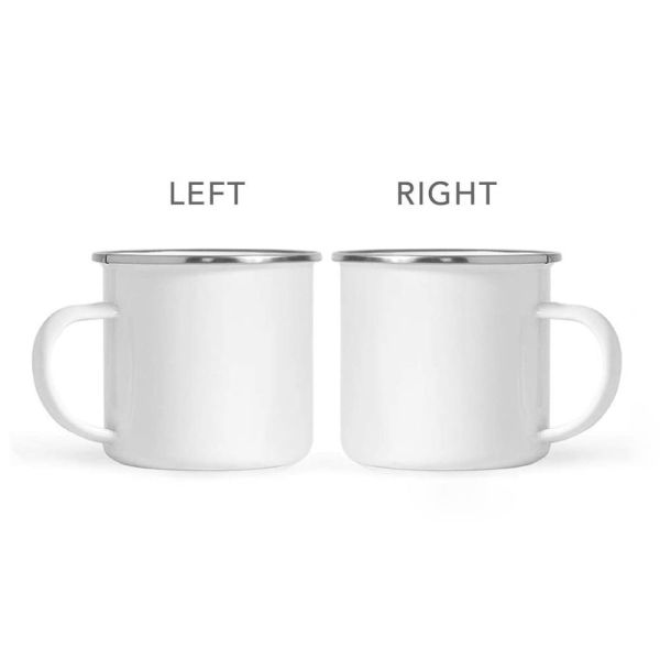 304 Stainless Steel Rim Carbon Steel Enamel Coffee Milk Mugs Custom Decal Completed with Durable C Shape Handle