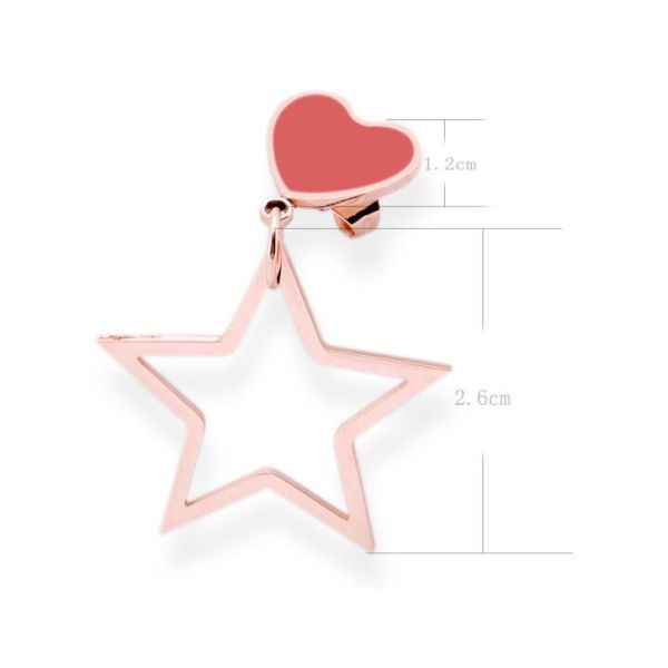 Rose Gold Pentagram Drop Earring for Women, Red Shell Stud Stainless Steel Earring Fashion Jewelry