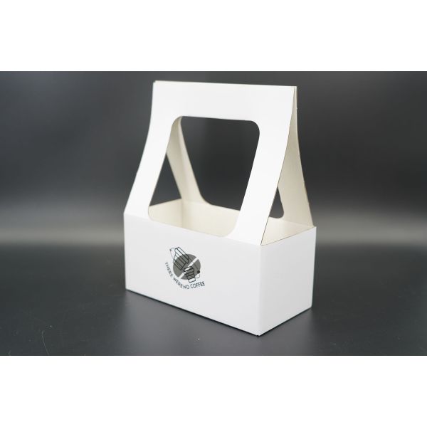 Custom Made Take Away Hot Drink Corrugated Paper Cup Carrier With Handle Coffee Paper Cup Holder