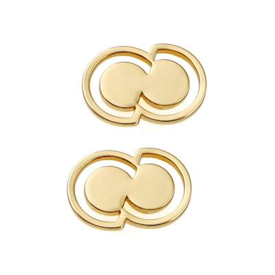 Eco Friendly Small Metal Logo Tags For Bags Nickel Free Gold Plated Customized Shape