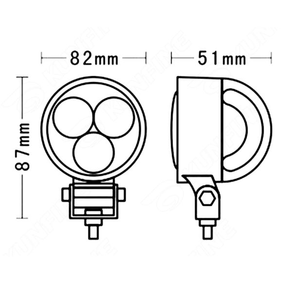 High Intensity 6000k Jeep Truck LED Work Light Waterproof 3 Inch 9W