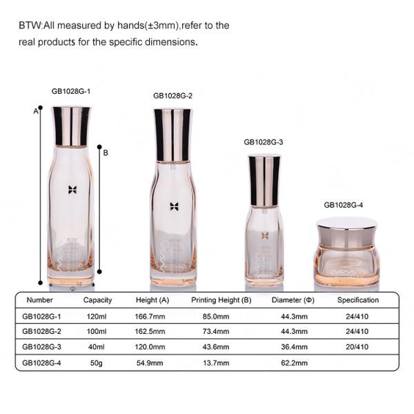 100ml 120ml Pink Transparent Lotion Bottle Skincare In Glass Packaging