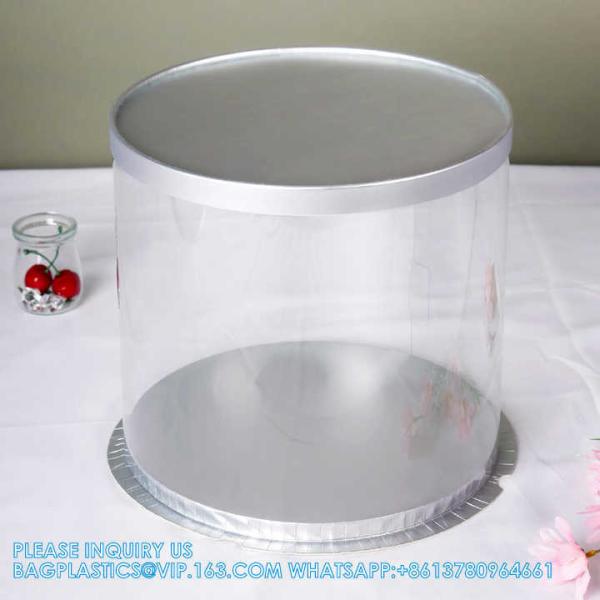 Tall Clear Cake Boxes With Ribbon - Gold Round Clear Cake Box For Birthday Cake | Wedding Cake Transparent Cake Box