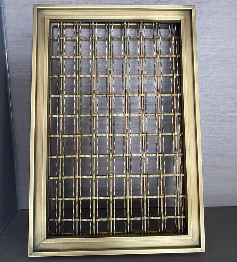 Rigid bronze Architectural Facade Stainless Steel Antique Brass Woven Wire Grill Panel Partitions Inserts Fabric Home Metal Decorative Mesh for Cabinet Doors