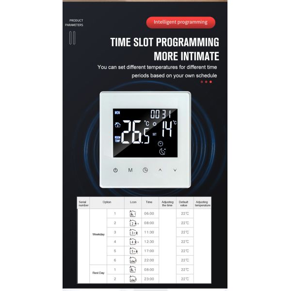 Smart WiFi Underfloor Heating Thermostat Controller with Voice Control, APP, LED Display for Home and Commercial Use