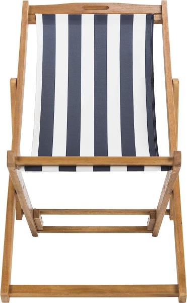 Outdoor Patio Adjustable Wood Chaise Lounge Recliner | Textilene Lounge Chair | Reclining Lawn Chair for Lawn