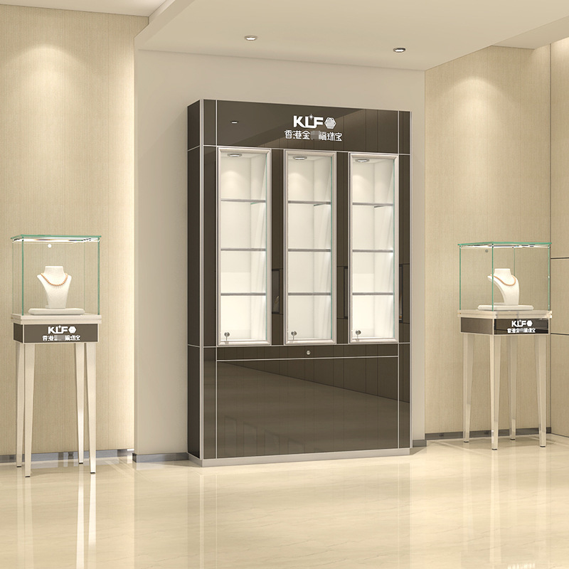 Customizable Design Jewelry Showcase with Adjustable Glass Shelves and Eco