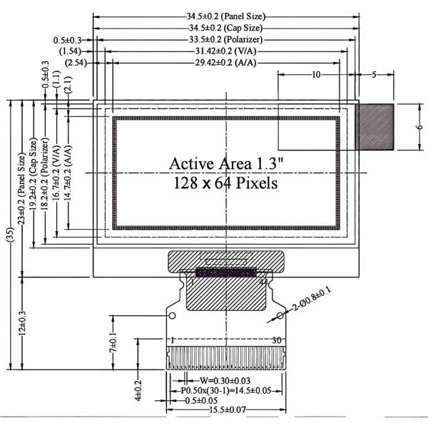 1.3-Inch Monochrome OLED Screen – SSD1306 Driver & Versatile Parallel/SPI/I²C Interfaces for MCU Systems