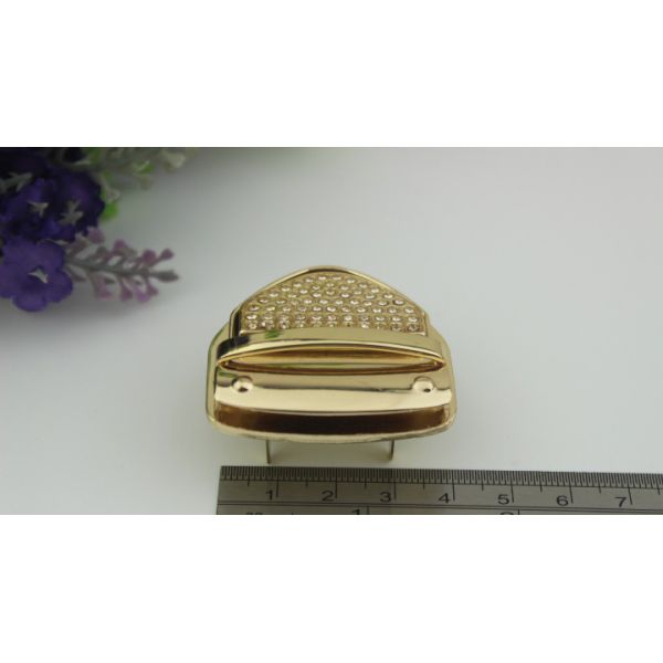 New design two style size gold diamond decoration press push button locks for handbags
