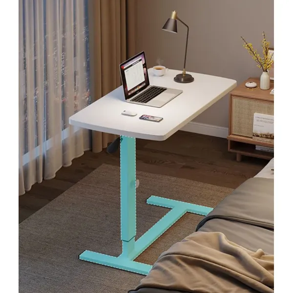 Adjusted Yes Bedside Desk Mobile Rolling Laptop Stand Overbed Table with Wheels and Height Adjustable Tray for Sofa Side