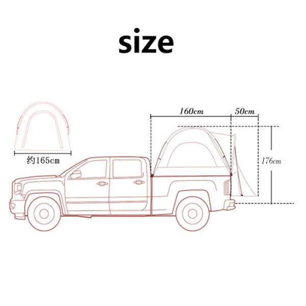 210*165*176CM Blue 210D Polyester Waterproof Automatic Fiberglass Frame Pick Up Truck Tent
