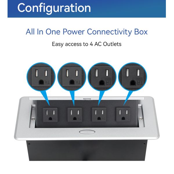 Commerical Recessed Power Pop Up Outlet Box For Workspace Office Desk