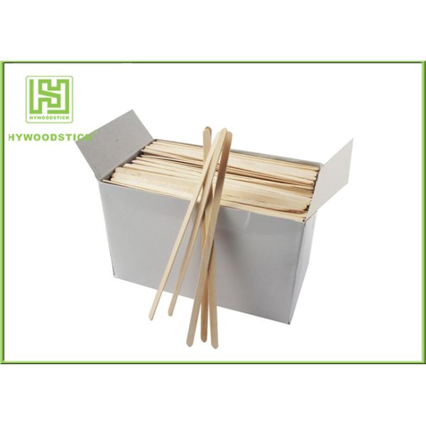 Box Packing Custom Drink Stirrers Bar Tools , Short Thick Wooden Coffee Stir Sticks
