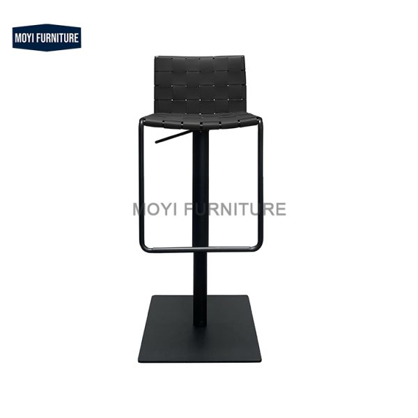 Durable Commercial Furniture Saddle Leather Bar Stool Modern Simple Style Leisure Chair Stainless Steel Frame Restaurant