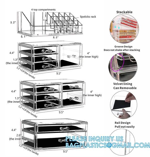 Cosmetic Storage Box Makeup Storage Container Organiser, Skincare Makeup Organizer, Brush Holder, Vanity Shelf