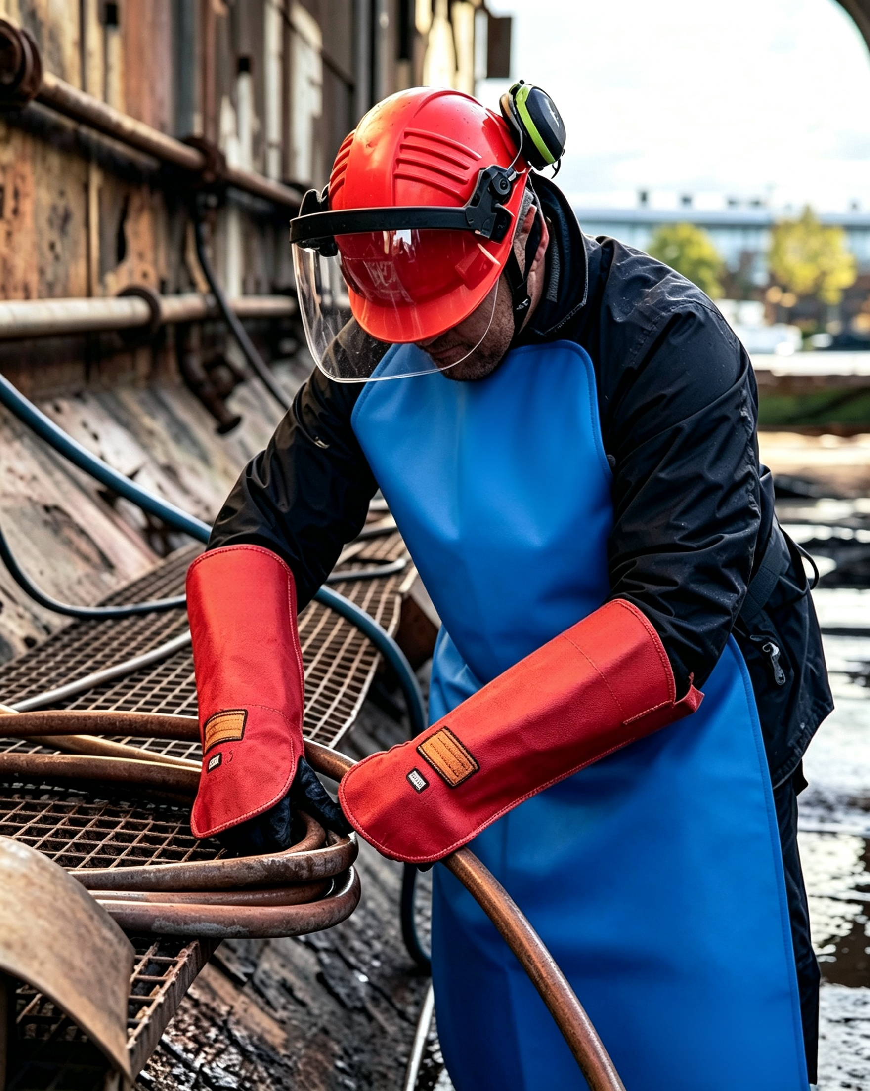 Tear Resistant Ship Coverall Heavy Duty Water Jetting Apron Quick Release