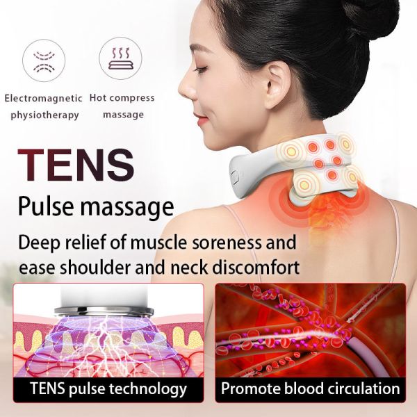 0.5 kg Customized Travel Smart Wireless U Shaped Electric Neck And Shoulder Massager With Heating Patch
