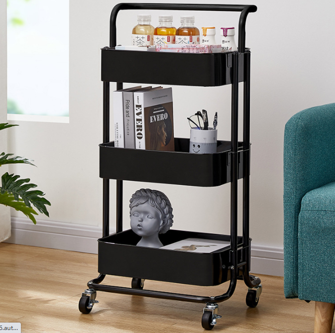 Removable 3 Layers 87cm Height Metal Trolley Cart For Bathroom