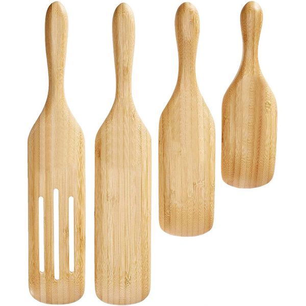 Four Piece Kitchen Wooden Utensils Durable Salad Mixing Teak Wooden Spatula