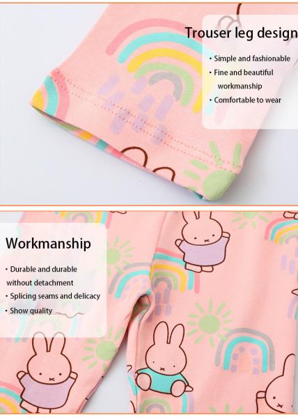 Pink Full Print Knitted Autumn Junior Girls' Pants Pants and Leggings