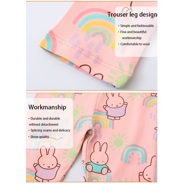 Pink Full Print Knitted Autumn Junior Girls' Pants Pants and Leggings