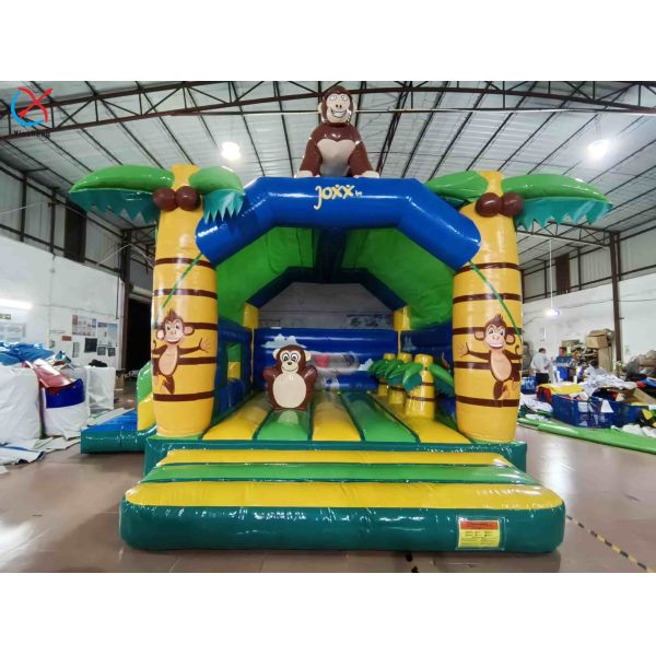 Commercial Jungle Monkey Inflatable Bounce House Combo Jumping Castle