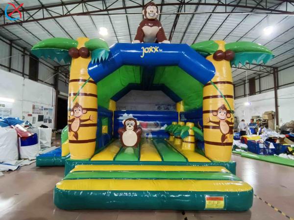 Commercial Jungle Monkey Inflatable Bounce House Combo Jumping Castle