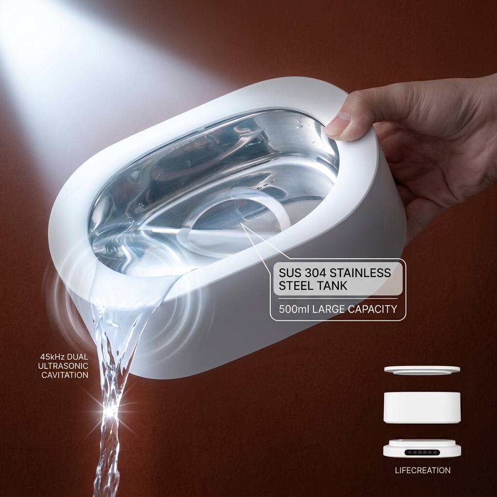 Compact Portable Ultrasonic Cleaner 450ml 18W DC12V GT-X5SE Eyeglass Ring Makeup Brush Cleaner