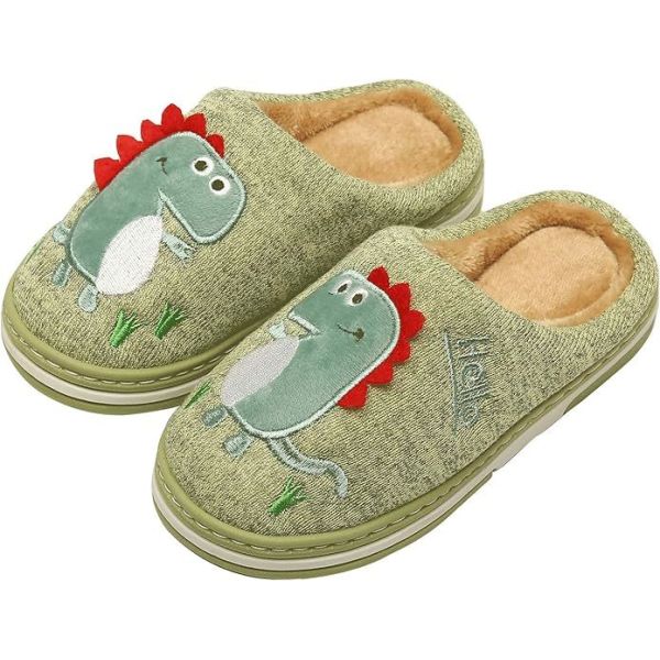 Divertissement DIno en vedette Chaussons pour enfants chaude fausse fourrure pour le confort hivernal
