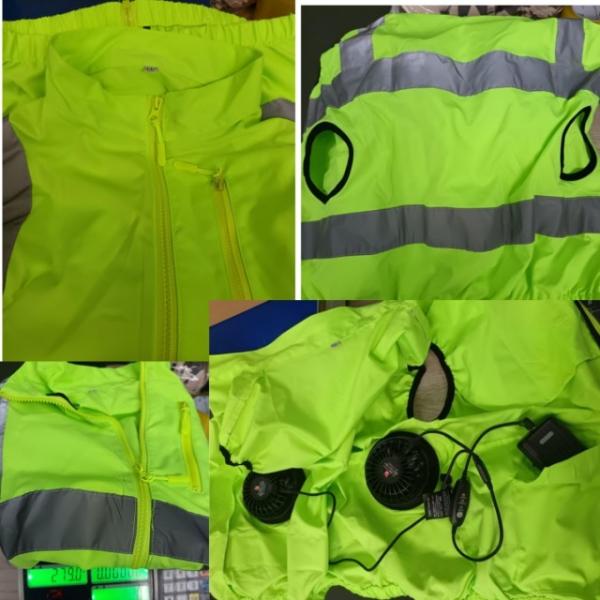 Green Safety Vest With Cooling Fan Hi Vis Reflective Vest And Fans For Security Roadway Workers