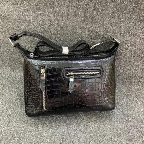 Exotic Alligator Skin Men's Soft Shoulder Bag Authentic Real Crocodile Leather ZIP Satchels Purse Male Crossbody Bag