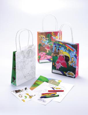 Custom Kraft Branded Paper Bags Offset Printing 160x100x210mm With Crayons