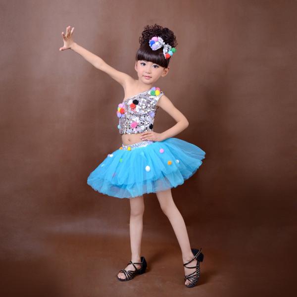 New style girl's sequins jazz performance stage dance costumes bitter fleabane gauze skirt