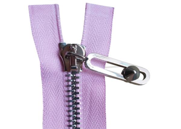 Light Purple Tape Heavy Duty Separating Zippers , Heavy Duty Brass Zippers 10# 12#