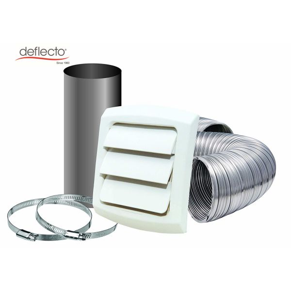 Deflecto Air Vent Kit 4'' 8 Ft Aluminum Duct / Vent Cover / Wall Pipe / Clamps Set