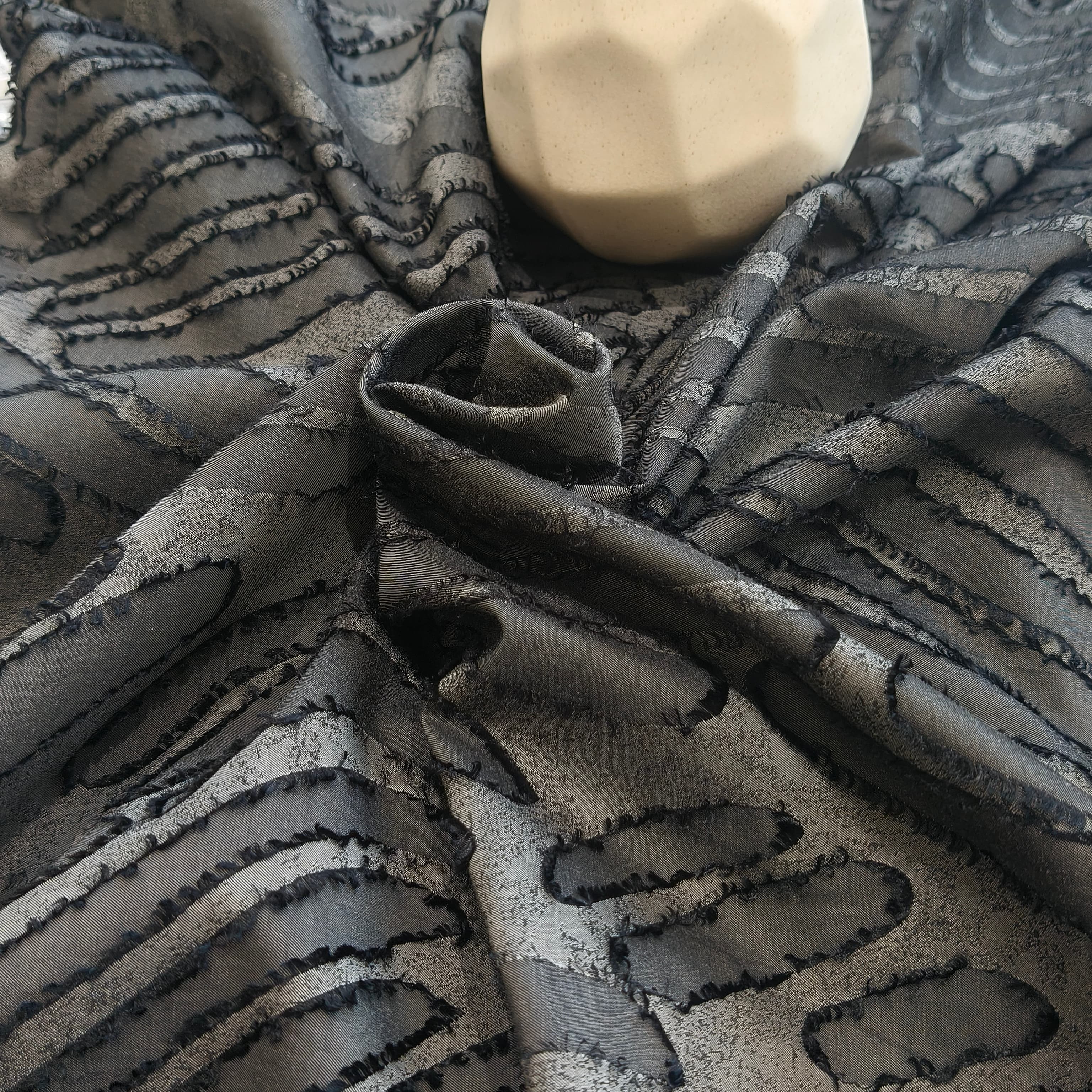 KK251035 65P35JC CUTTING FLOWER THREE-DIMENSIONAL TASSEL TEXTURE LIGHT AND THIN MICRO TRANSPARENT WINDBREAKER CARDIGAN WOMEN'S FASHION FABRIC