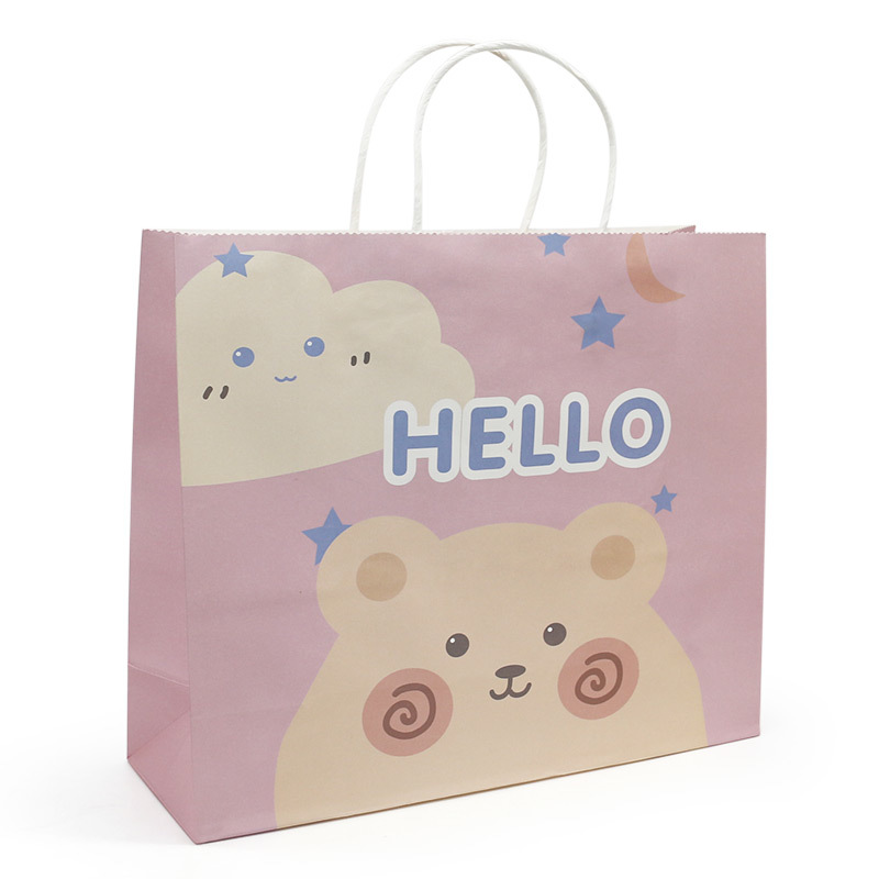 Custom Printed Kraft Paper Bags Sturdy Gift Packaging Bag For Shoes Clothing Shopping